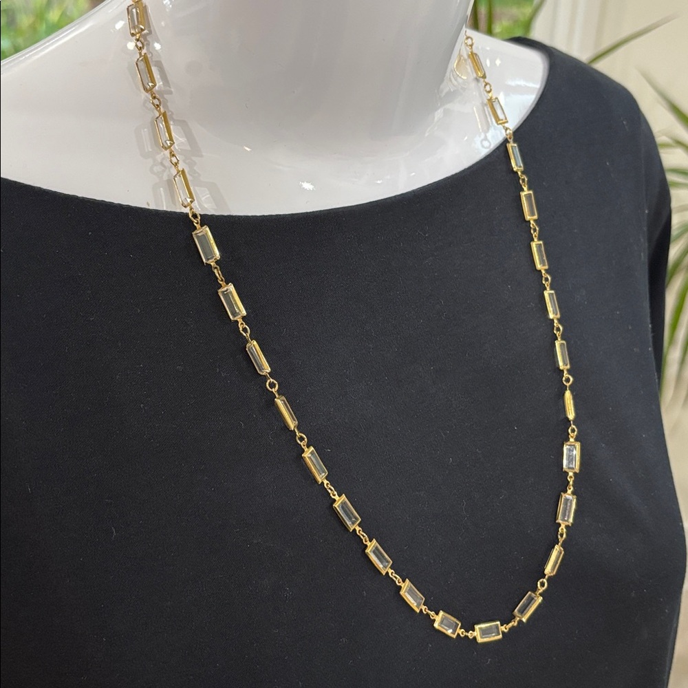 Rectangular Bezel Cut Crystal Necklace - image 1